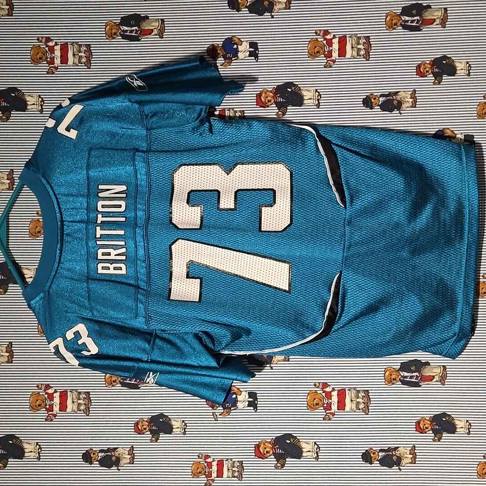 Jacksonville Jaguars Jersey BRITTON #73 Reebok On Field Large 14-16 - Picture 10 of 11